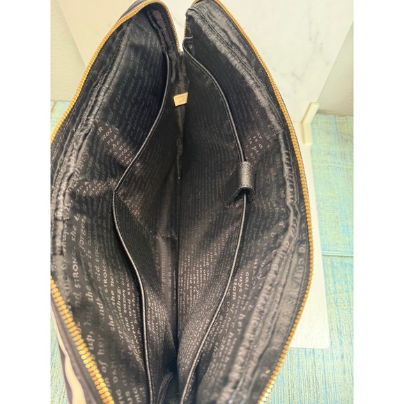 Kate Spade New York Laptop Bag Black White Stripe Zippered Carry Case - Picture 7 of 9